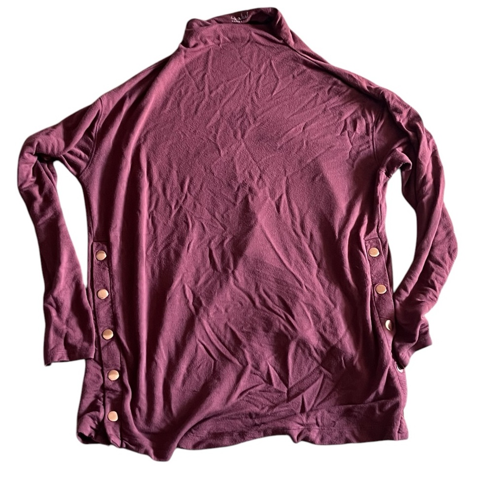 Burgundy maternity turtleneck blouse